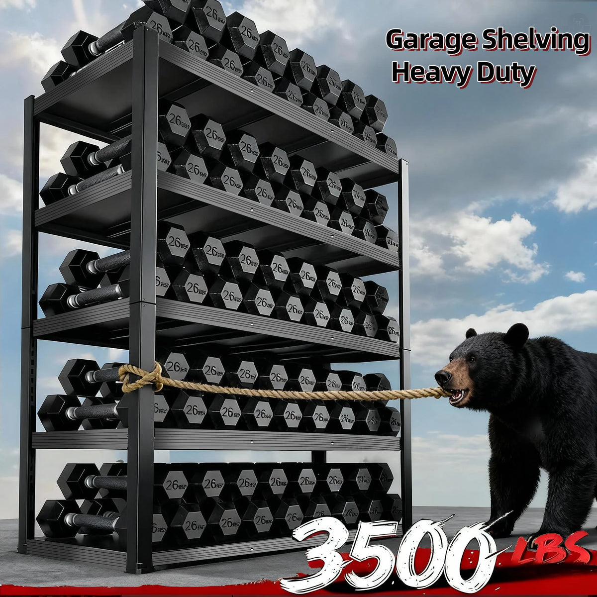 Heavy Duty Five Tier Metal Storage Rack Adjustable Height