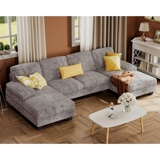 Furmax U Shaped Sectional Sofa Set With Linen Fabric