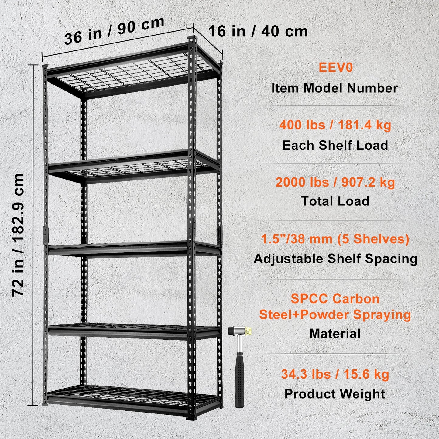 SucceBuy Five Tier Heavy Duty Garage Storage Shelving Unit