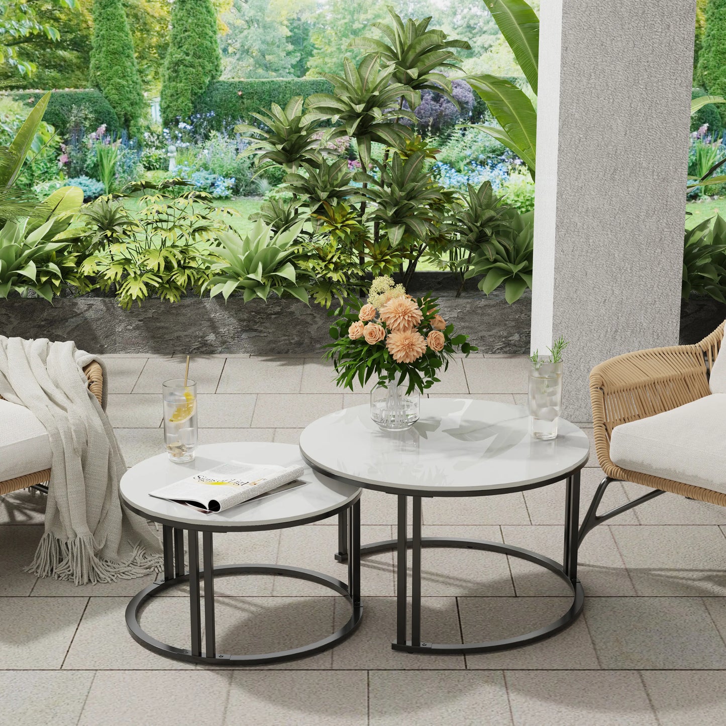 Wisfor Circle Nesting Coffee Table Set Of 2 Sinter Stone