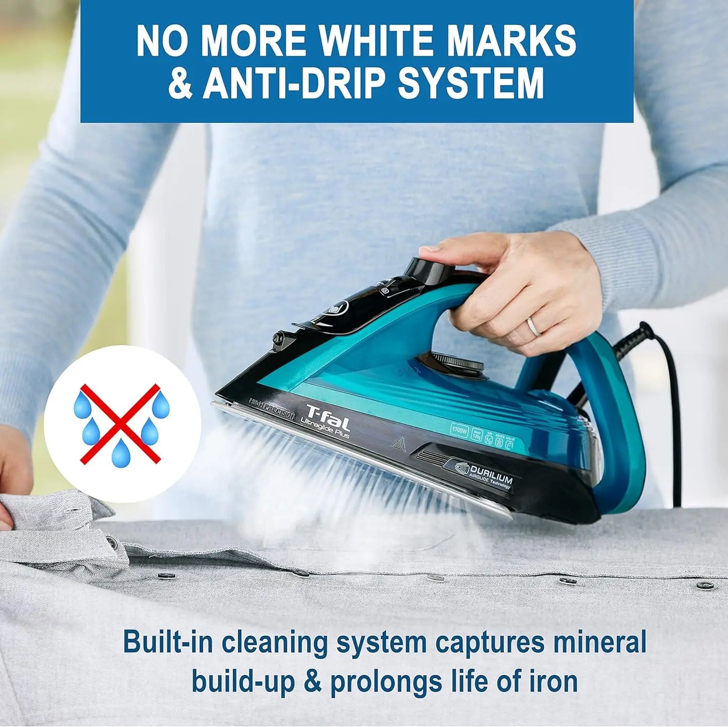 XMSJ Steam Iron UltraGlide With Durilium Soleplate Precision Tip 1800W Auto Off