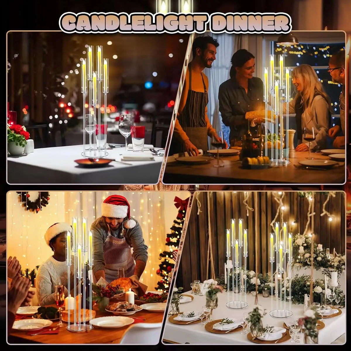 Acrylic Candelabra Centerpieces With LED Candles For Weddings