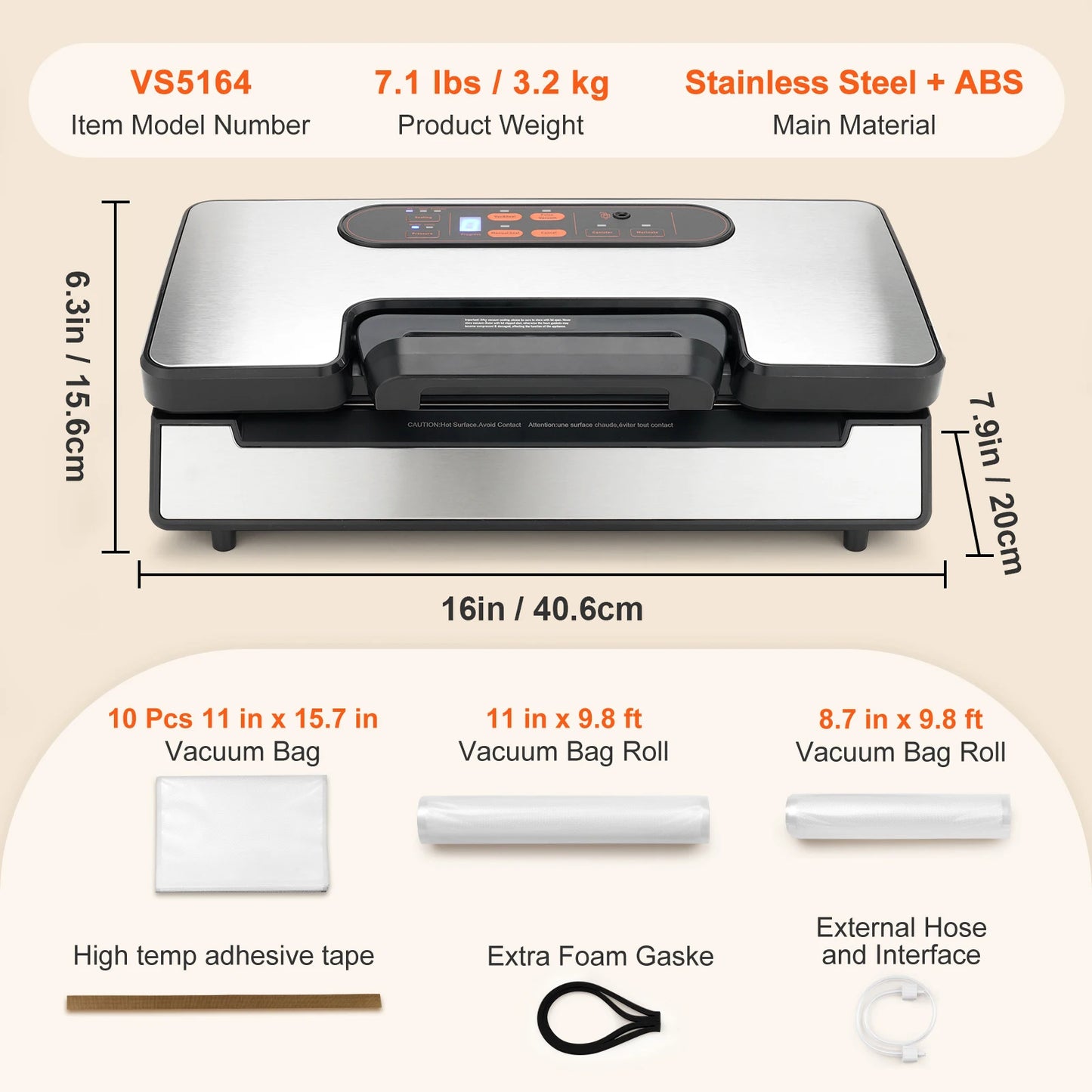 SucceBuy Vacuum Sealer Machine 90KPa 130W With Free 10pcs Vacuum Bags
