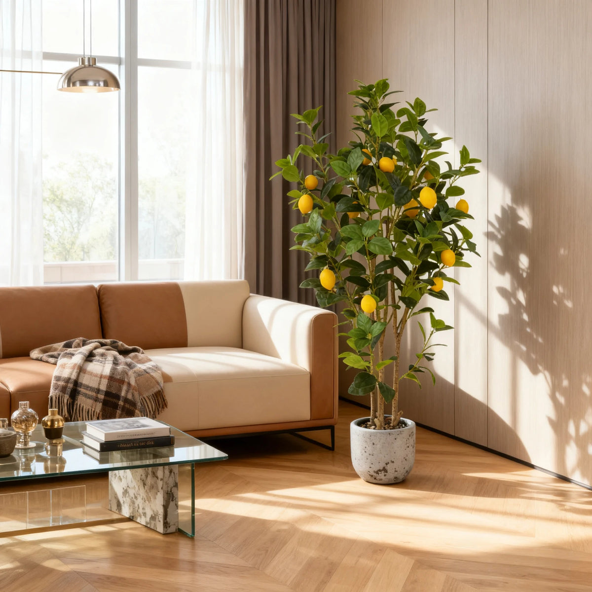 Realistic Artificial Lemon Tree For Indoor Home Office Decor