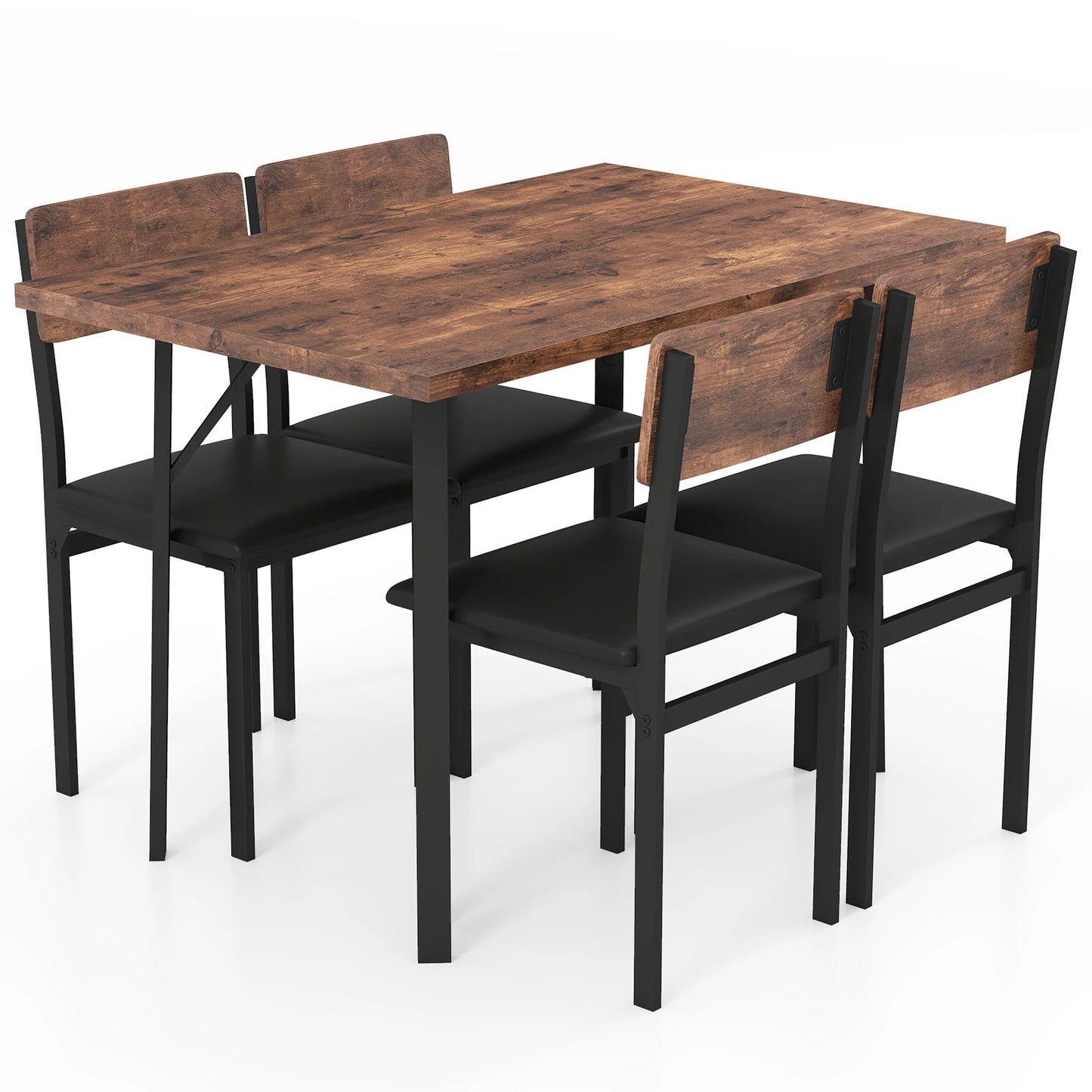 HOMASIS 5 Piece Dining Set For 4 With Wooden Tabletop