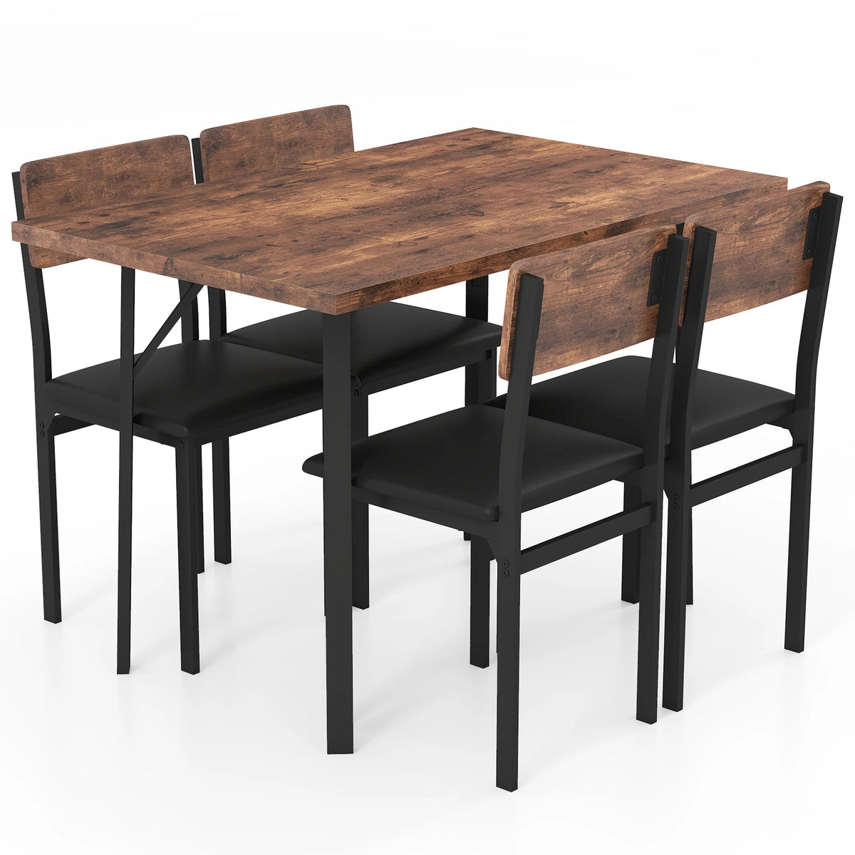 Homasis Five Piece Wooden Dining Table Set With Four Stools
