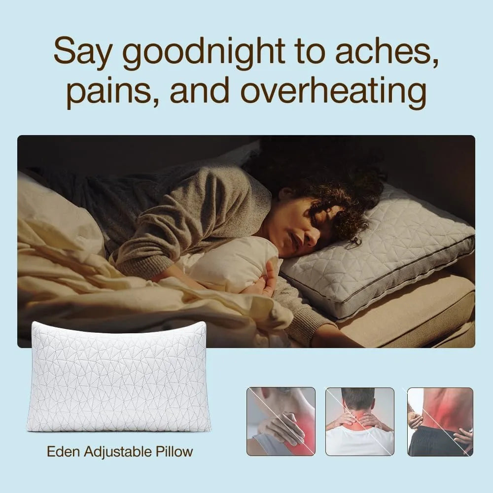 Eden Memory Foam Cooling Pillow For Back Stomach Side Sleepers