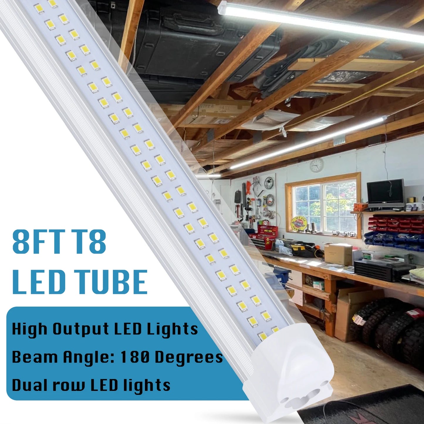 BSK BESTKA LED Shop Light 100W Linkable T8 Tube Garage