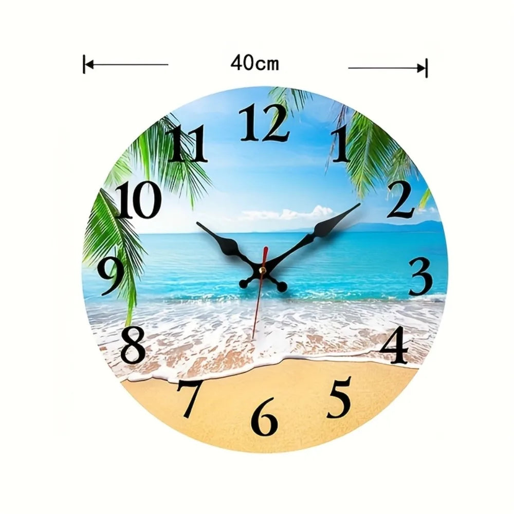 Wooden Round Wall Clock Silent Decorative Timepiece For Living Room