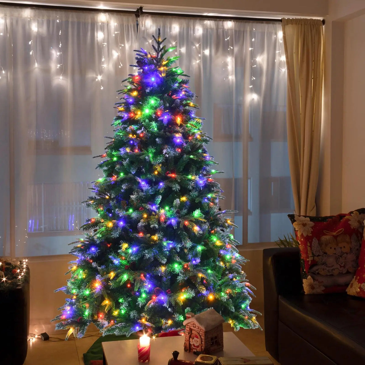 LIFEZEAL Pre Lit Artificial Christmas Tree With Realistic Pine Cones