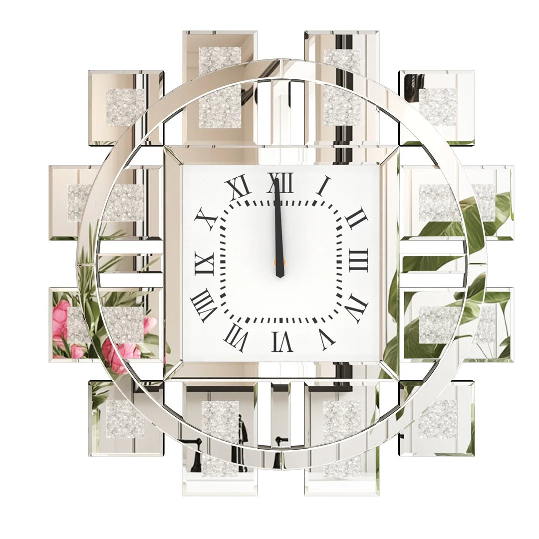 Decorative Wall Clock With Crystal Crushed Diamond Inlay