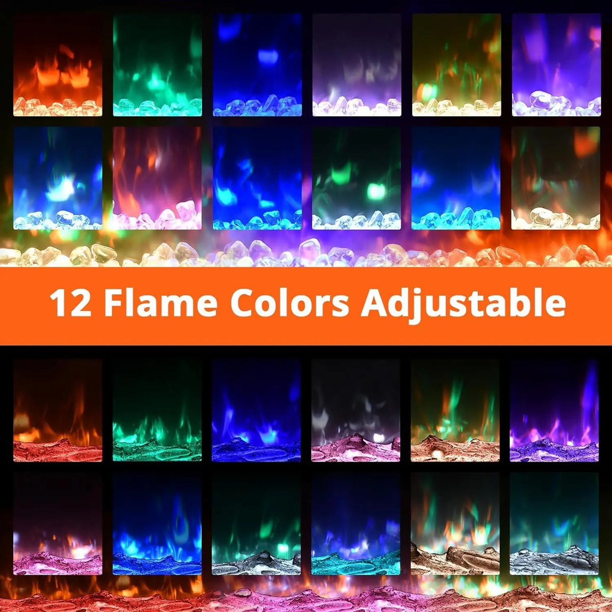 Acekool Wall Mounted Electric Fireplace With 3D Flame Effects Remote Control