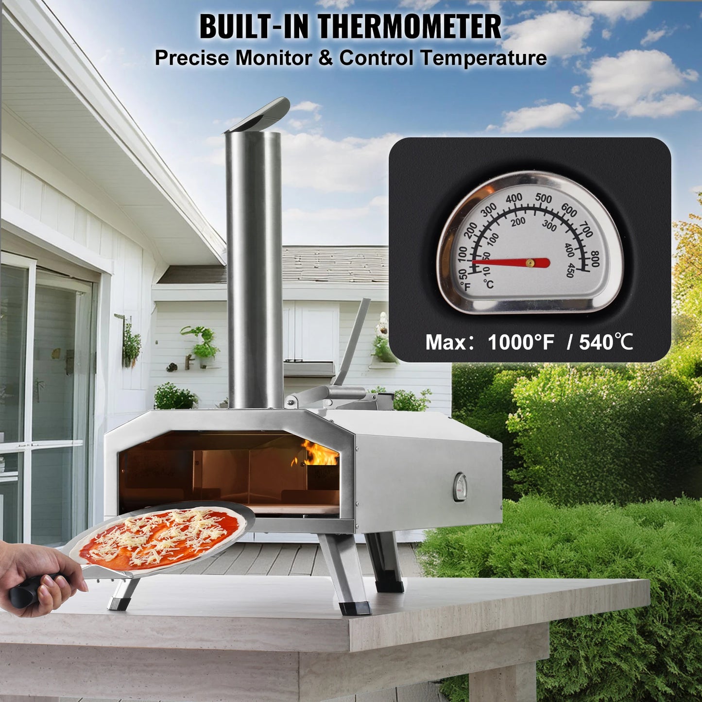 SucceBuy Portable Outdoor Oven Includes Pizza Stone Waterproof Cover