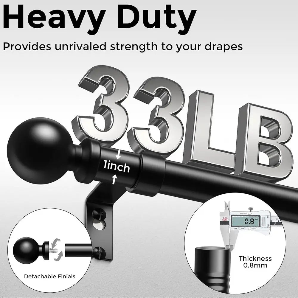 Heavy Adjustable Metal Curtain Rod For Decorative Window Treatment