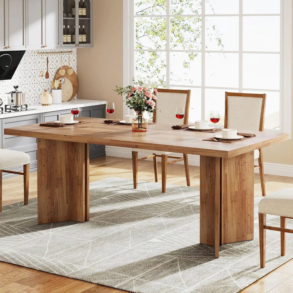 Tribesigns Modern Rectangular Wooden Kitchen Dining Table