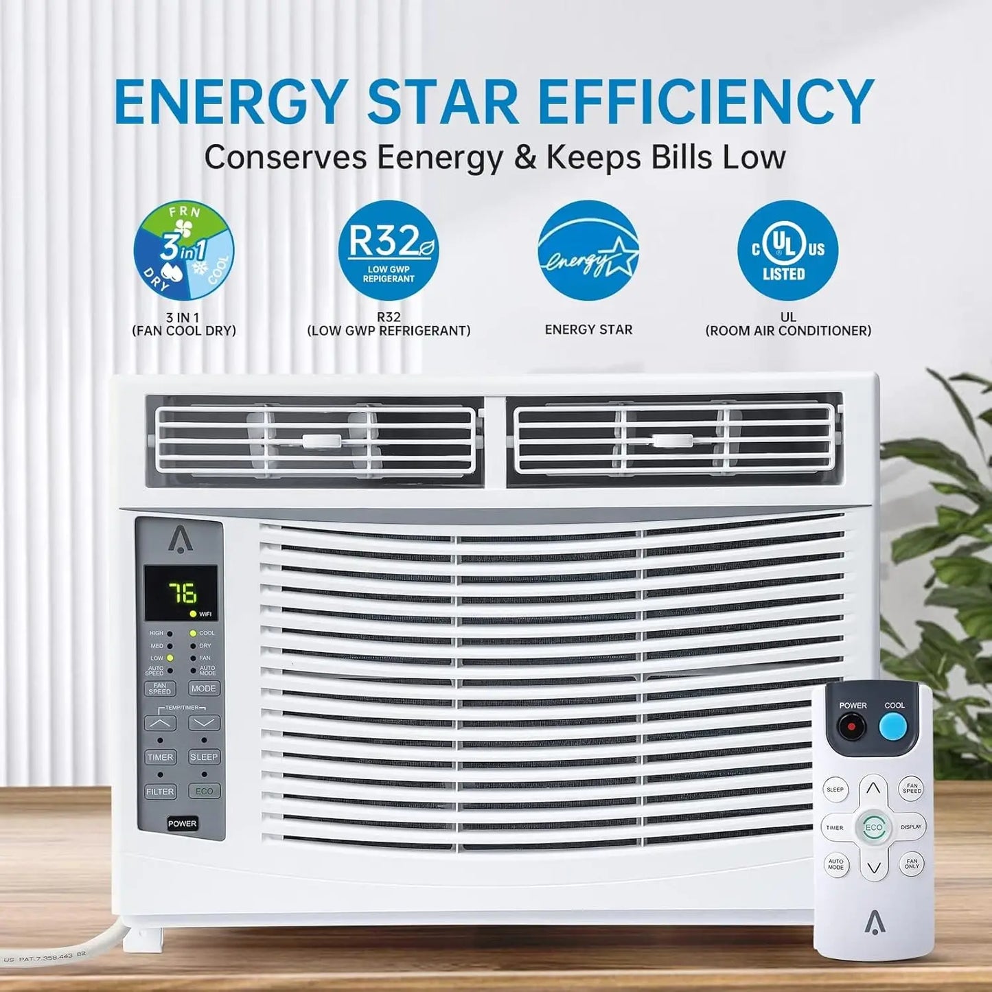 XMSJ 6000 BTU Smart Window Air Conditioner With WiFi Remote