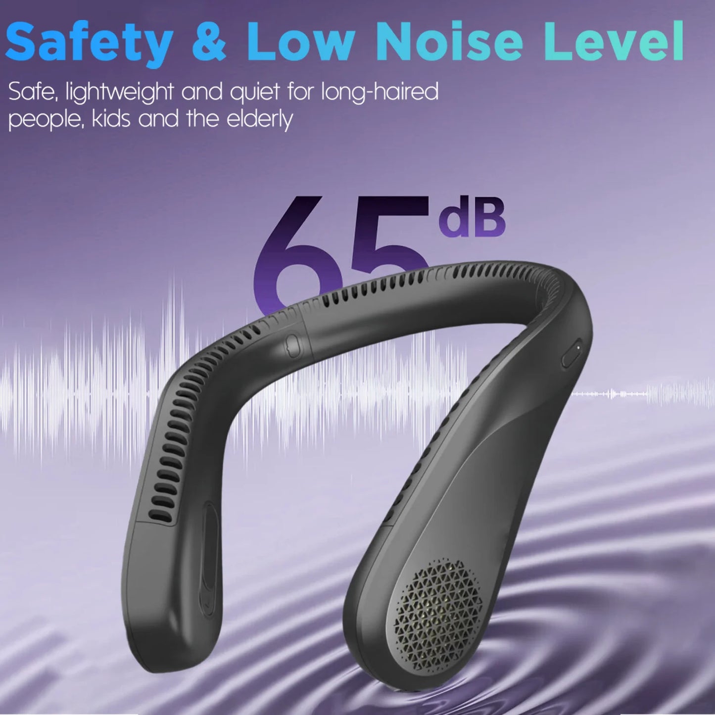 Rechargeable USB Neck Fan With 4 Speeds Bladeless Hands Free