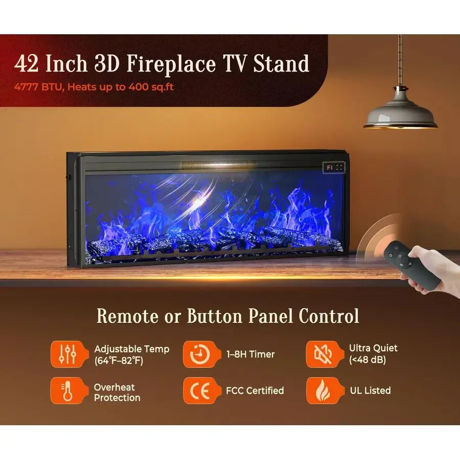 Electric Fireplace TV Stand Farmhouse Entertainment Center For Large TVs