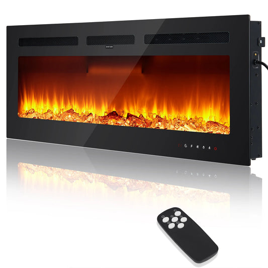 Acekool Wall Mounted Electric Fireplace With 3D Flame Effects Remote Control