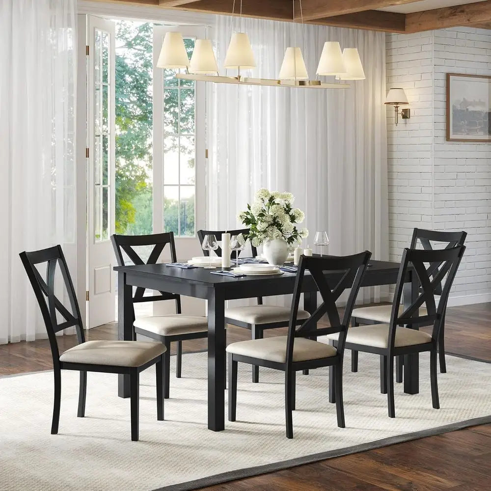 Ticify Armhouse Dining Table Set With Upholstered Chairs