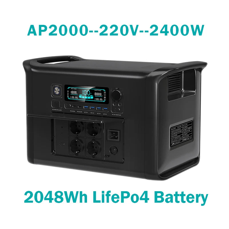 Ctolly Portable LifePo4 Power Station 2400W Solar Generator