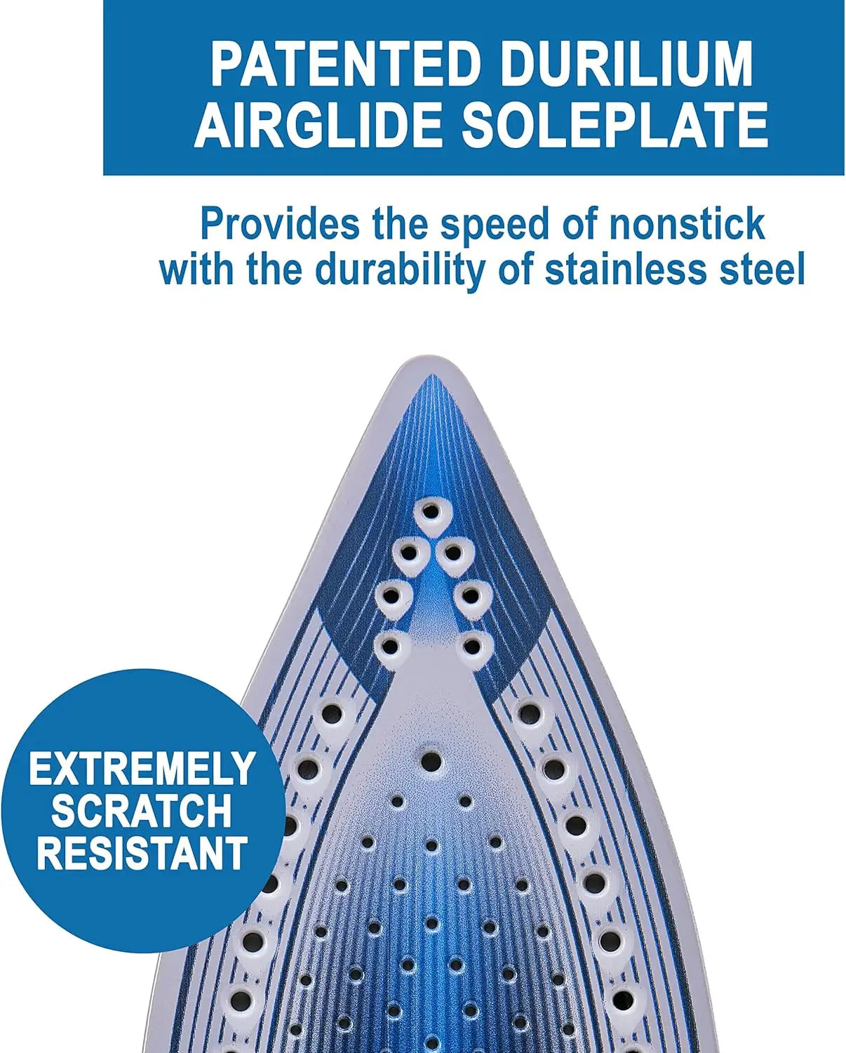 XMSJ Steam Iron UltraGlide With Durilium Soleplate Precision Tip 1800W Auto Off