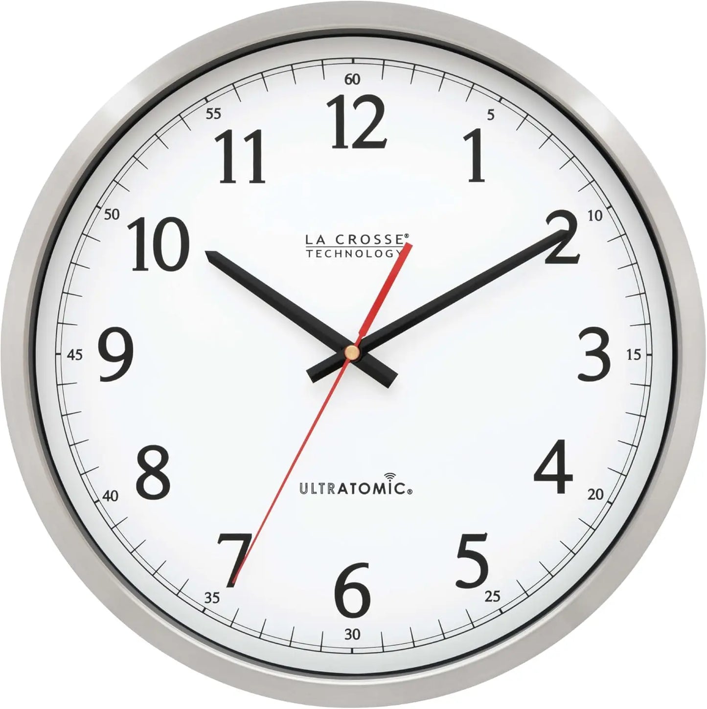 Stainless Steel Atomic Wall Clock Shatterproof Lens Quiet Movement