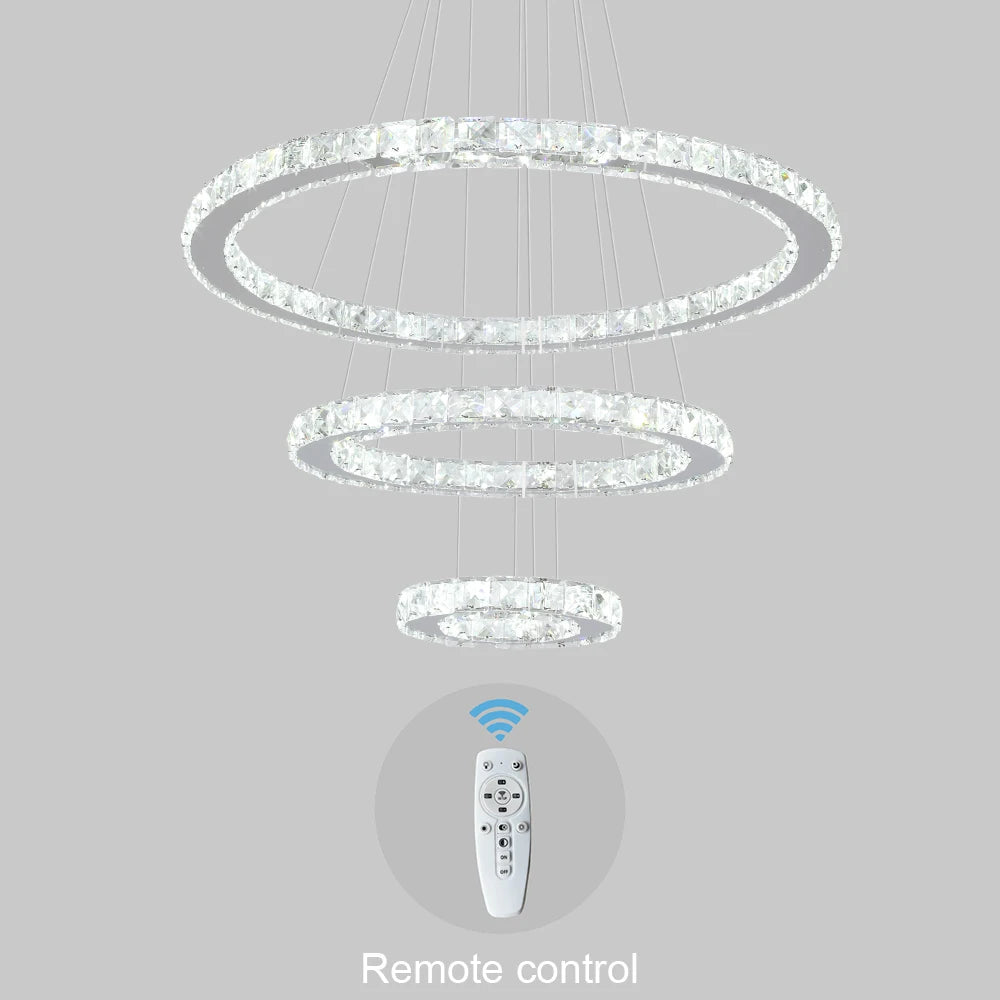 Vetru/us Modern LED Crystal Chandelier Stainless Steel