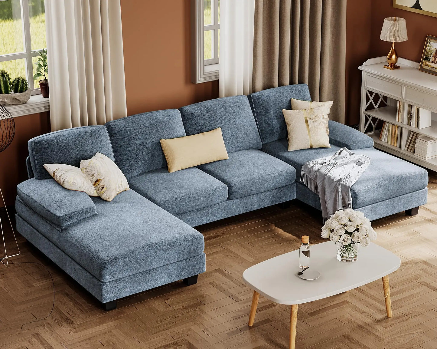 Furmax U Shaped Sectional Sofa Set With Linen Fabric