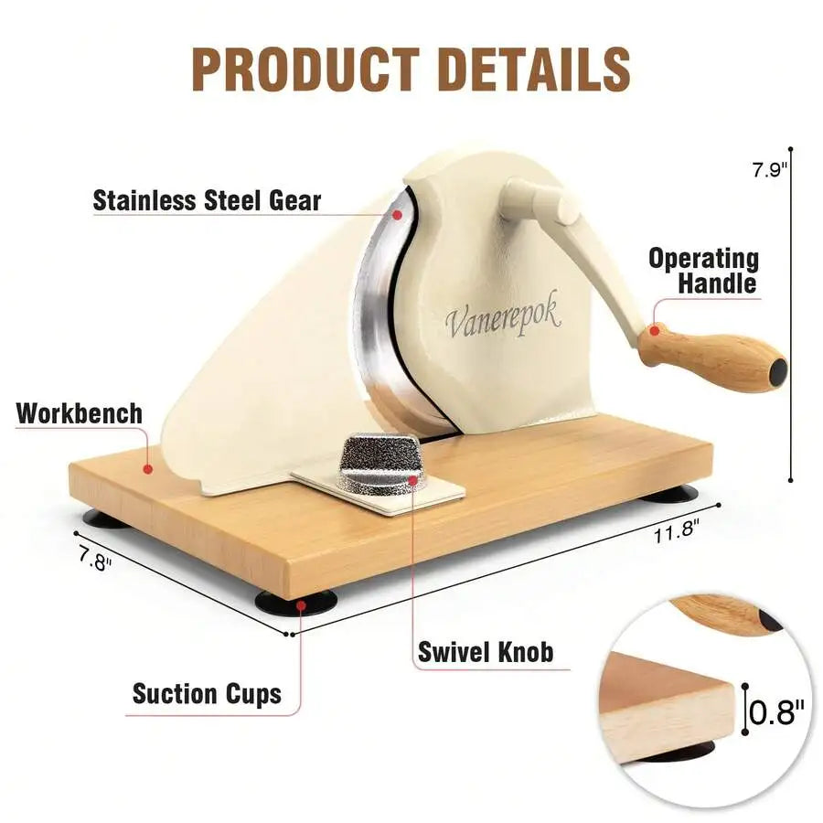 XMSJ Manual Sourdough Slicer Hand Crank Stainless Steel