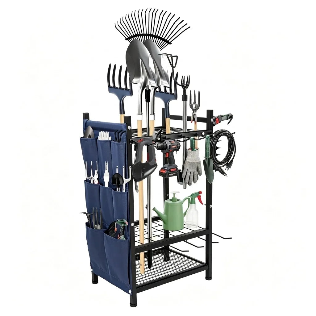 Garden Tool Storage Rack Heavy Duty Iron Organizer For Shovels And Rakes