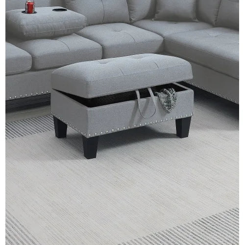 Segmented Storage Sofa Set with Plush Cushions and Cup Holders