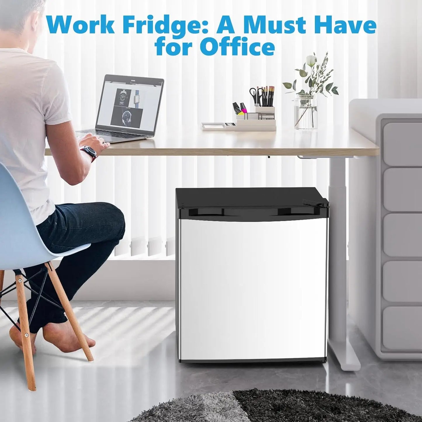 XMSJ Compact Mini Fridge With Freezer Ultra Quiet Energy Efficient
