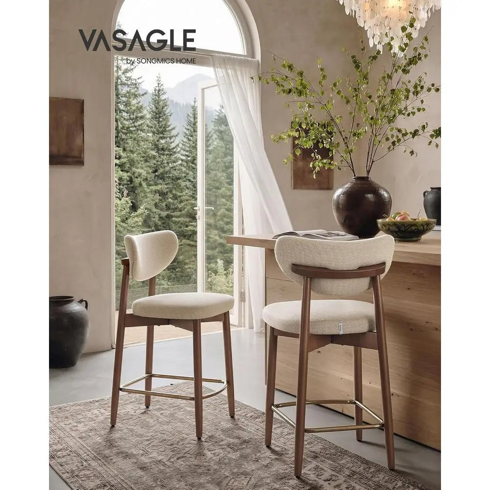 Upholstered Counter Height Bar Stools with Backrest Set of Two