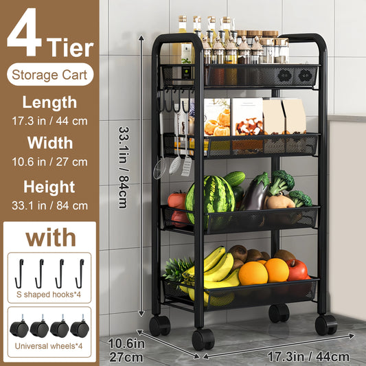 Multilayer Kitchen Storage Cart On Wheels For Fruit And Vegetables