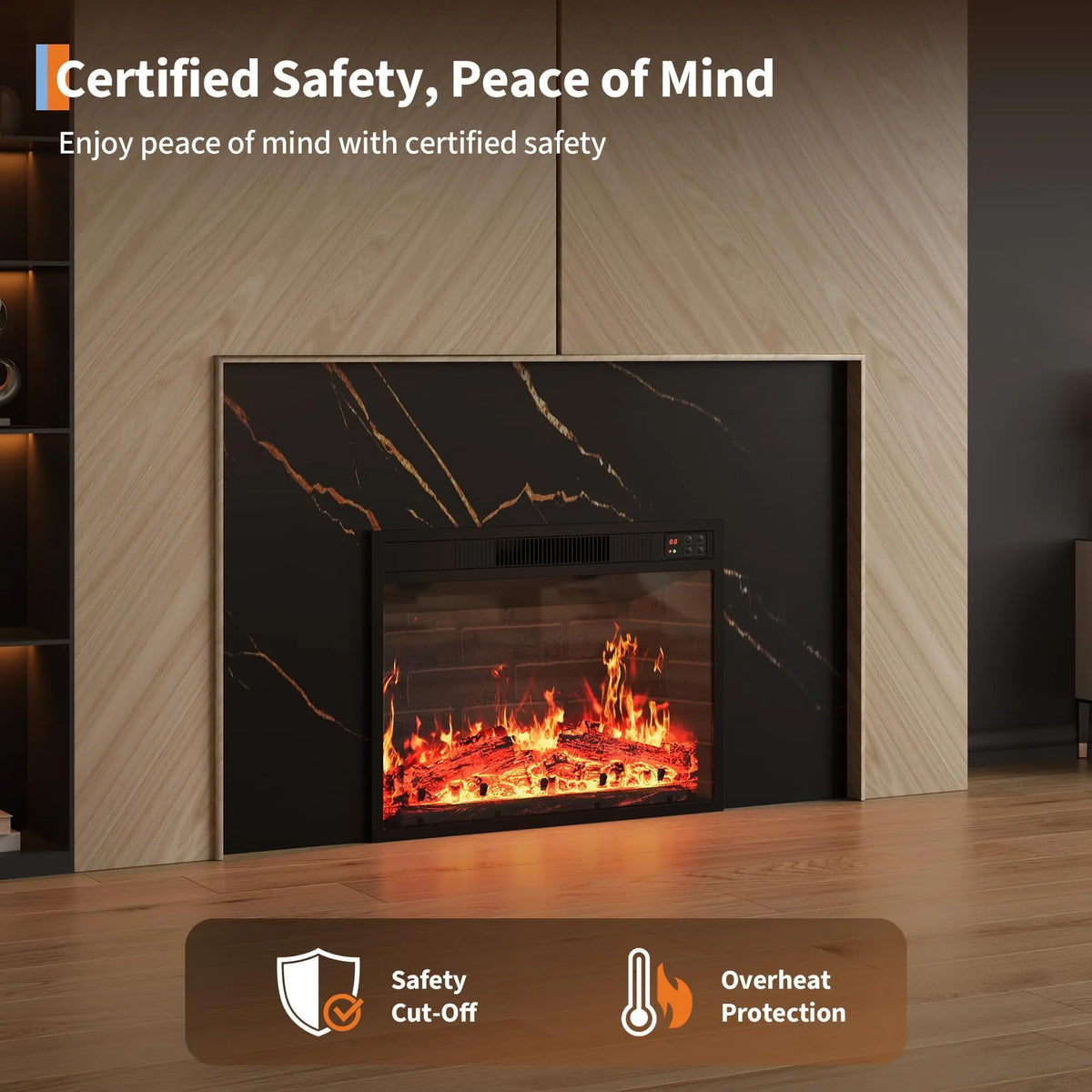 Adoolla Wall Mounted Electric Fireplace Heater With Remote Control