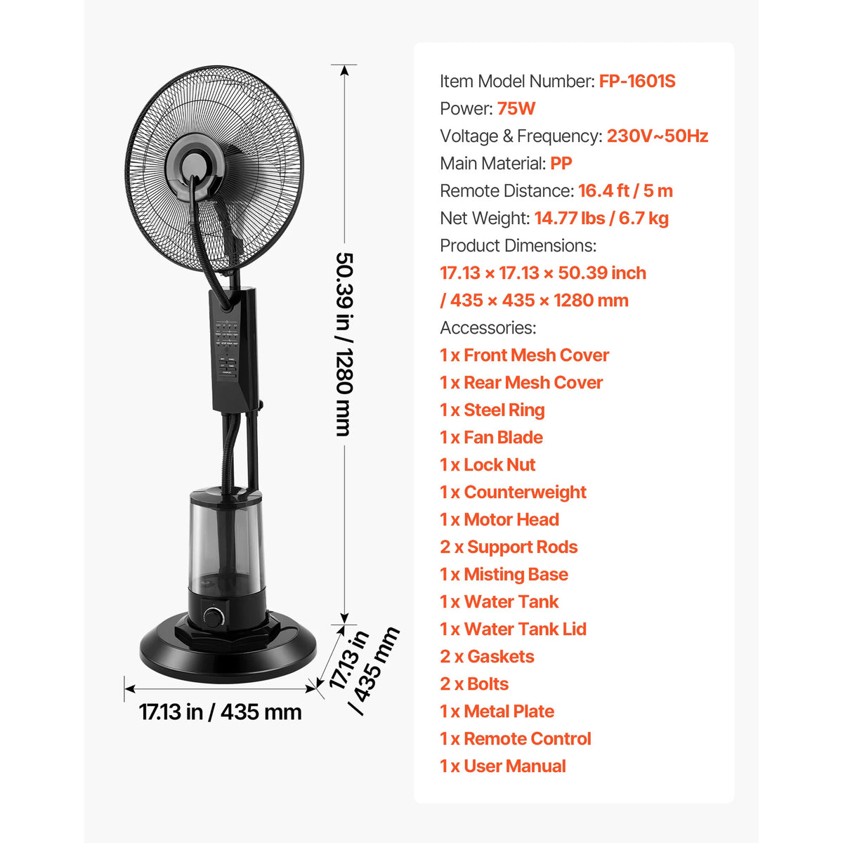 SucceBuy Portable Misting Fan With Rechargeable Battery And Remote Control