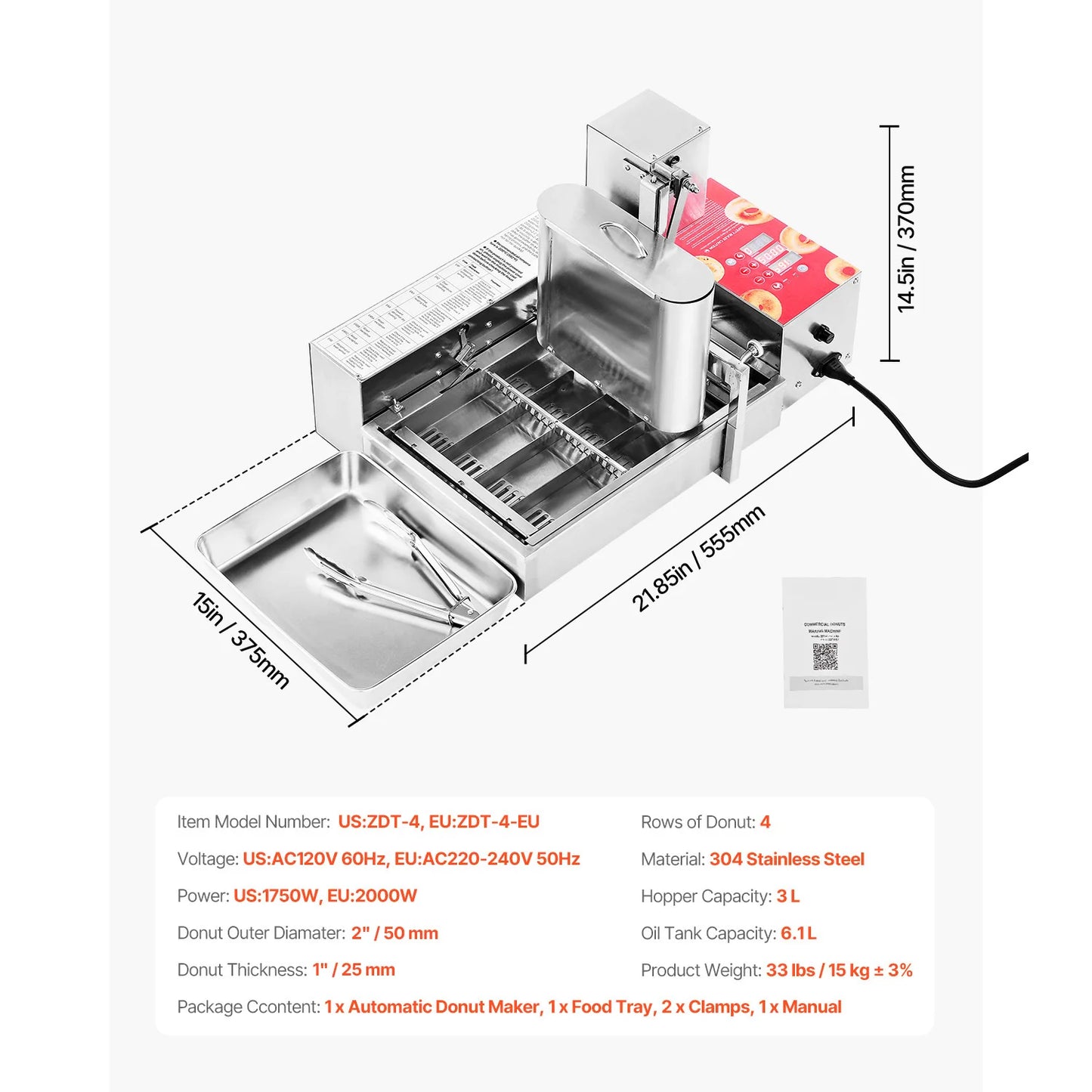 SucceBuy Commercial Automatic Donut Machine High Power Fryer