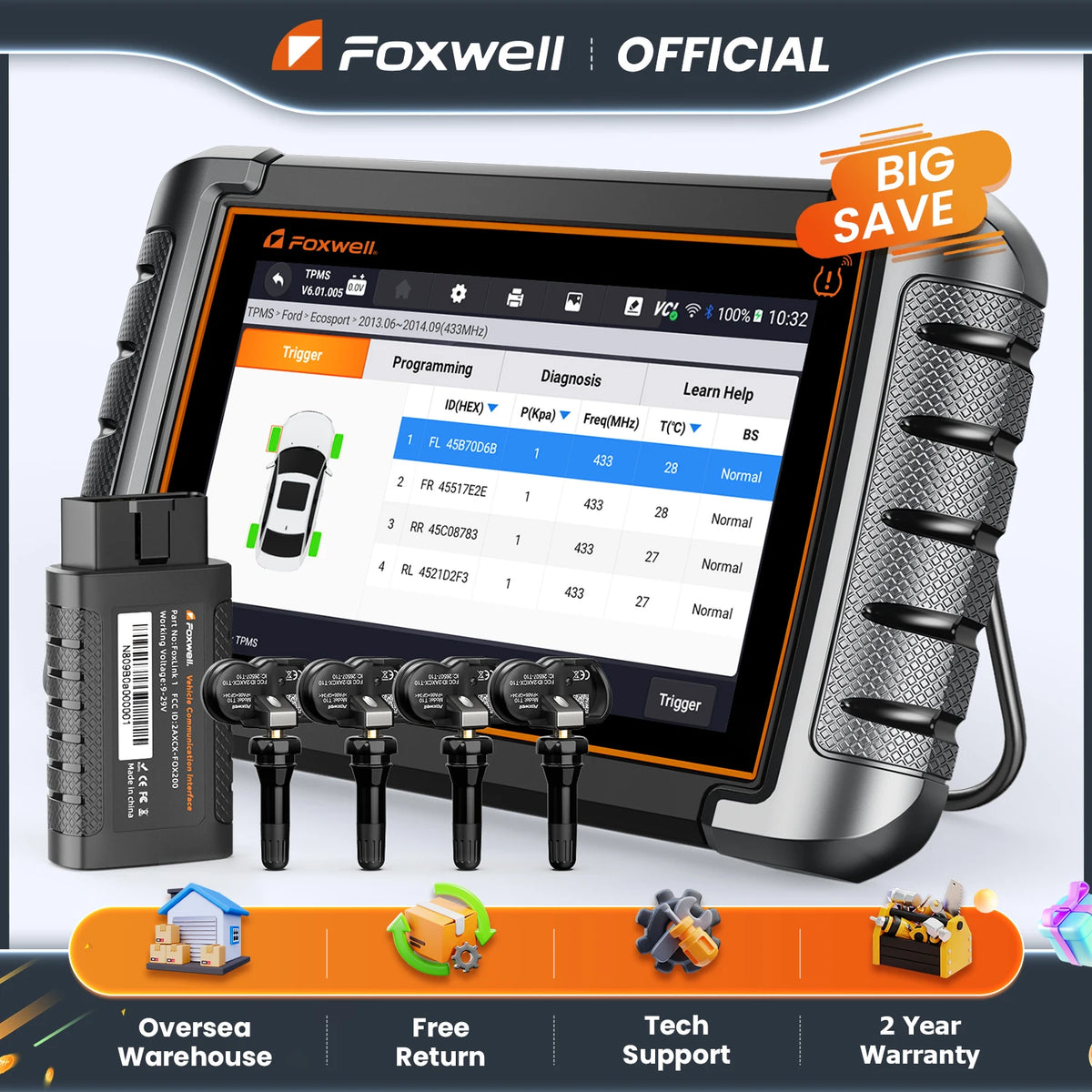 FOXWELL NT809TS TPMS Programming Tool All Systems Diagnostic Scanner