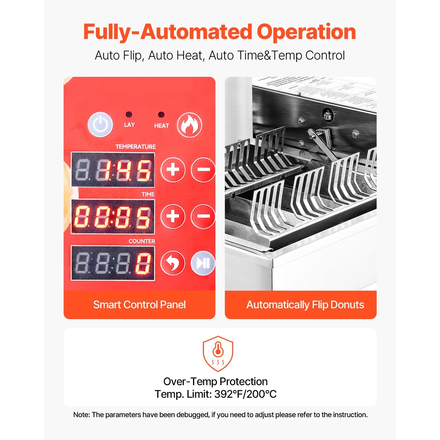 SucceBuy Commercial Automatic Donut Machine High Power Fryer