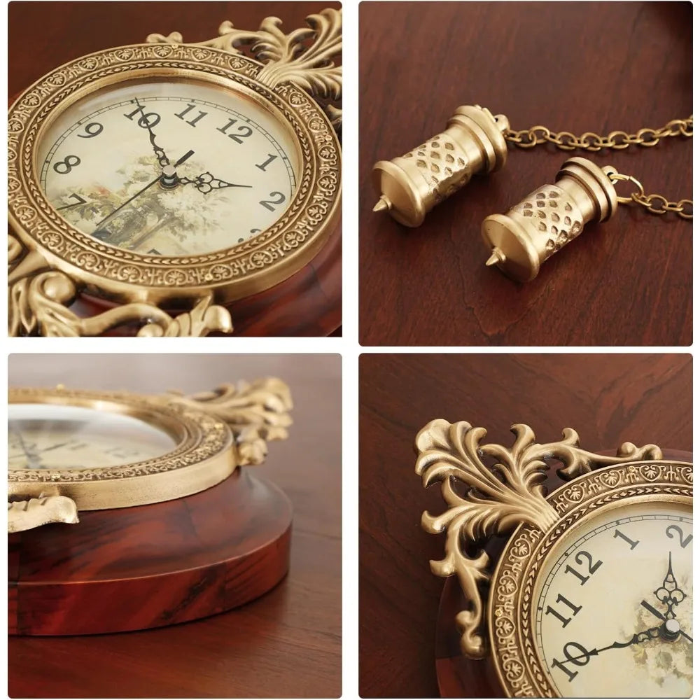 Vintage Wood Wall Clock With Pendulum Swing Design
