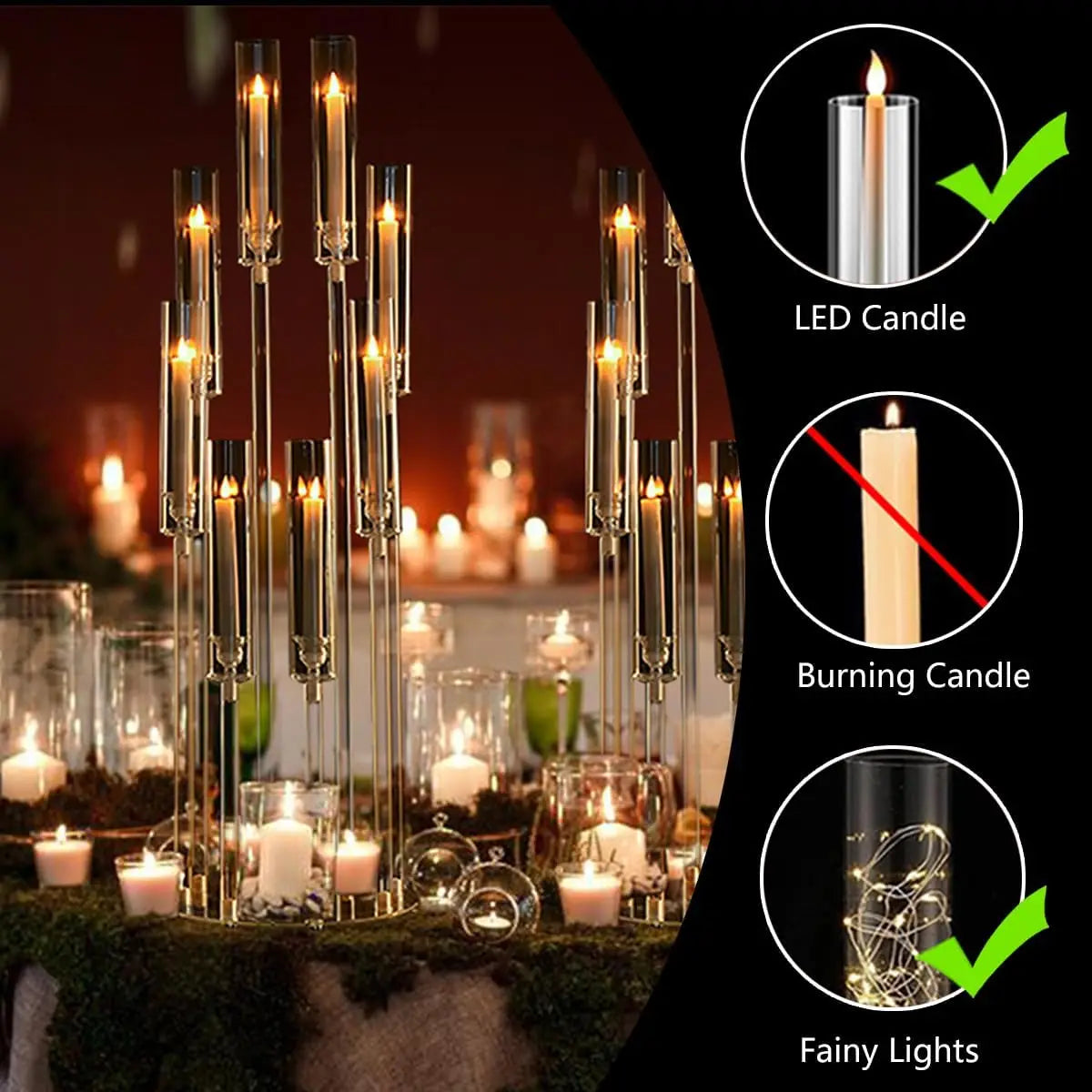 VINCIGANT Clear Acrylic Eight Arm Floor Candelabra Wedding Centerpiece