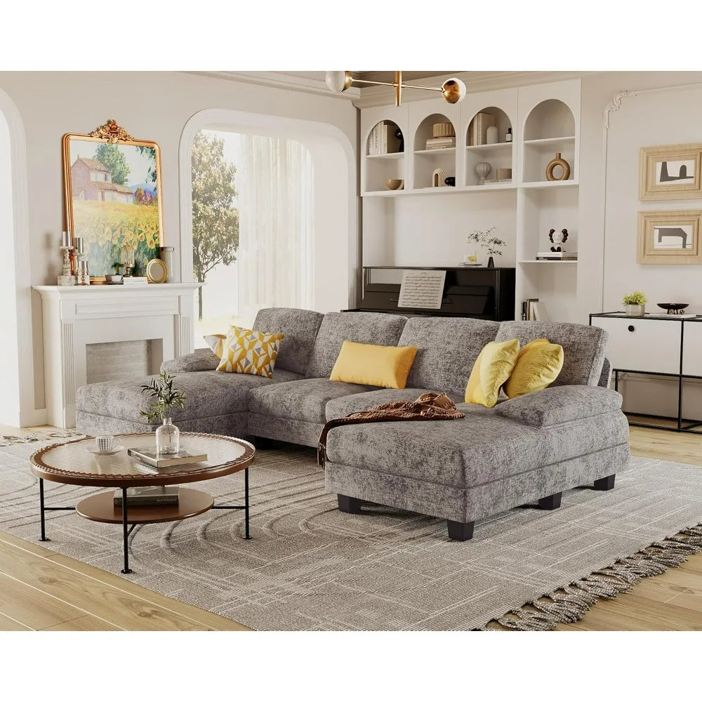Furmax U Shaped Sectional Sofa Set With Linen Fabric