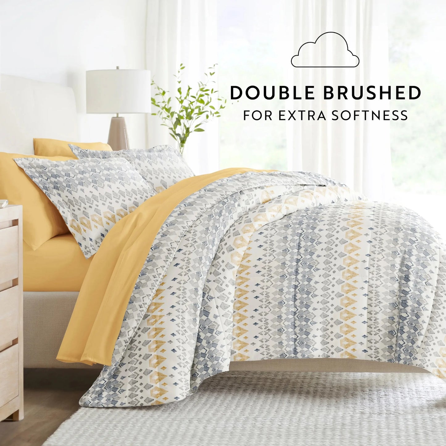 Bamboo Fiber Bedding Bundle 7 Piece Patterned Comforter And Sheets