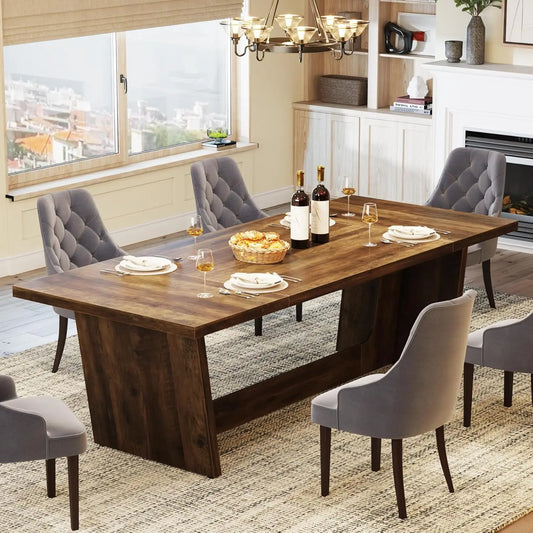 Little Tree Farmhouse Dining Room Table Rectangular With Solid Pedestal