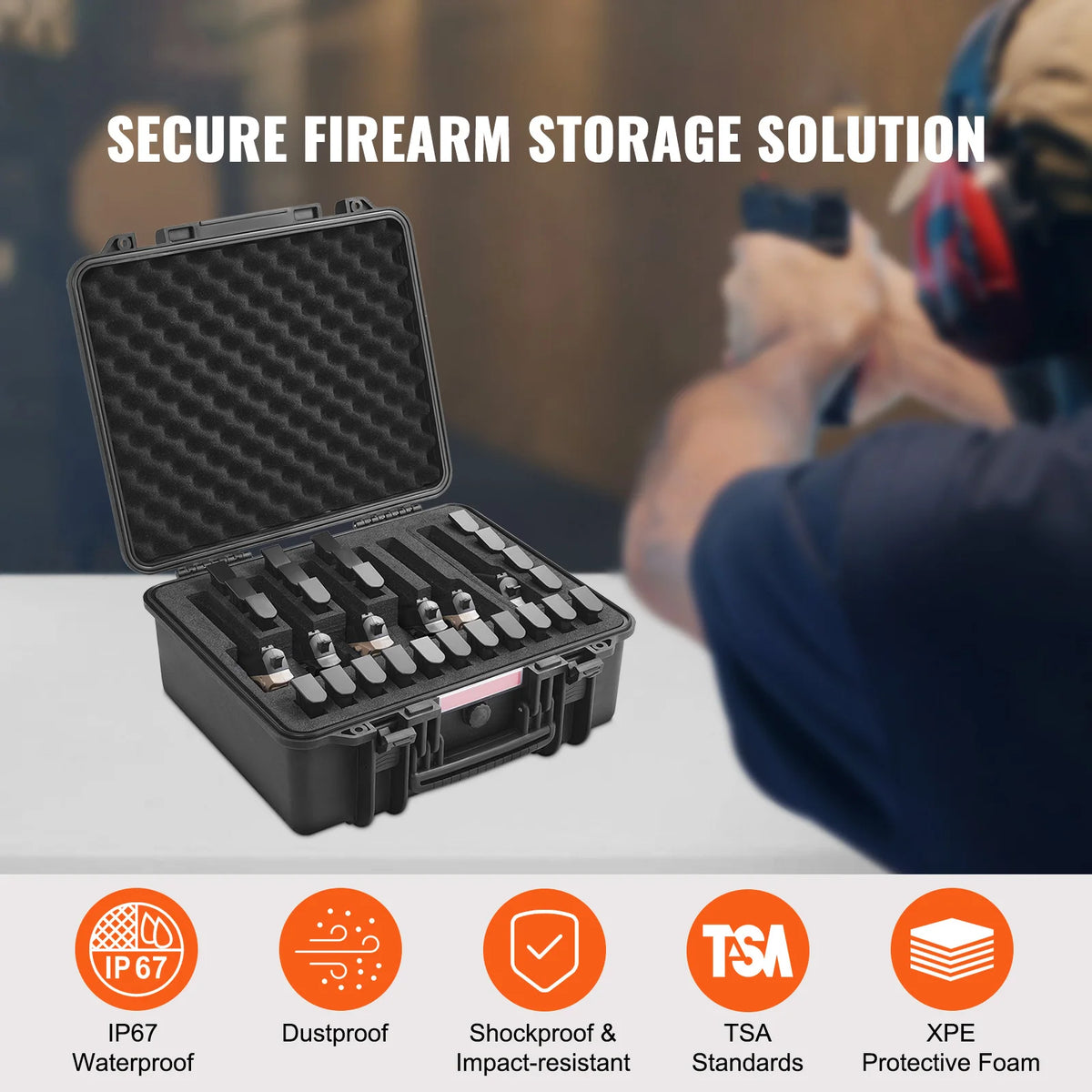 Succebuy Waterproof Hard Pistol Case With PU Foam Lining