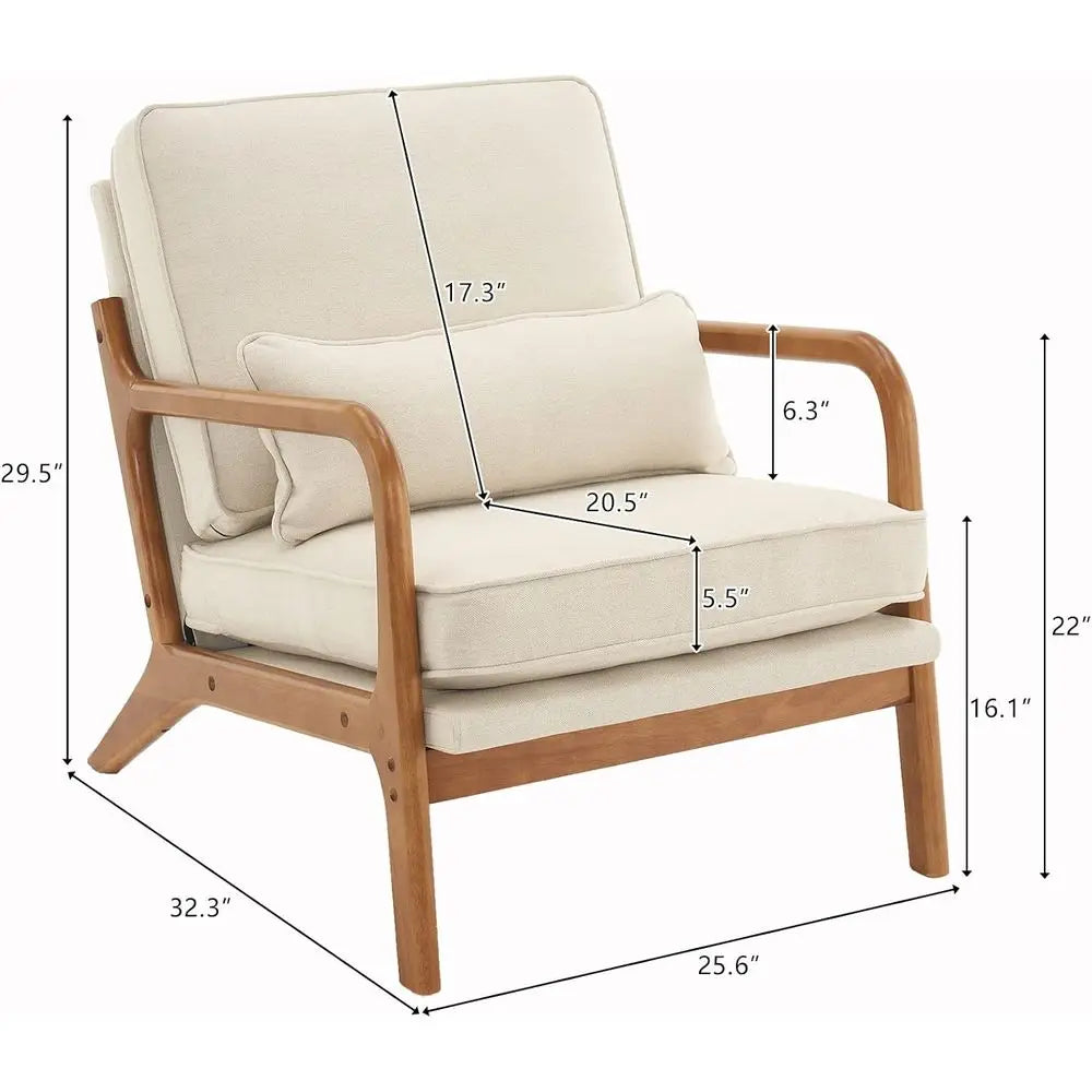 Upholstered Accent Chairs Set of 2 Mid Century Lounge Seating