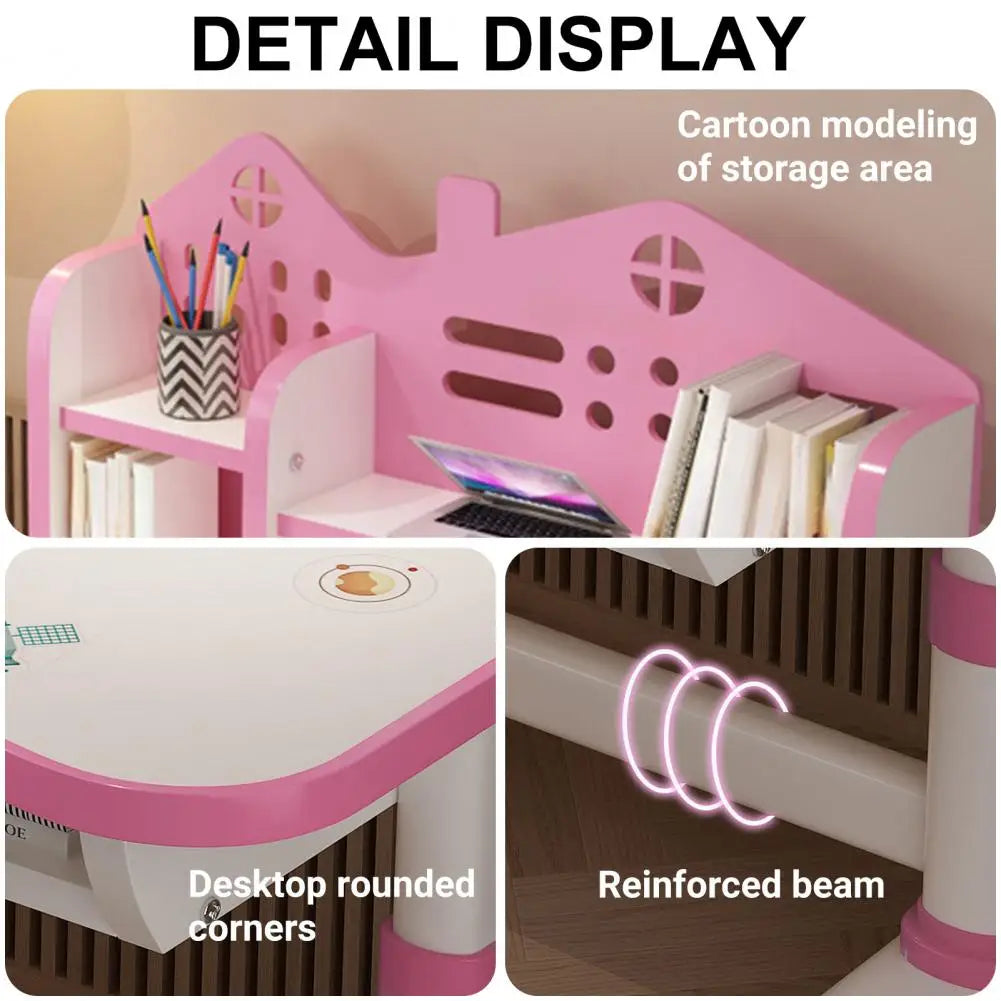 Desk Chair Set With Multi Bookstand Adjustable Height Cartoon Pattern