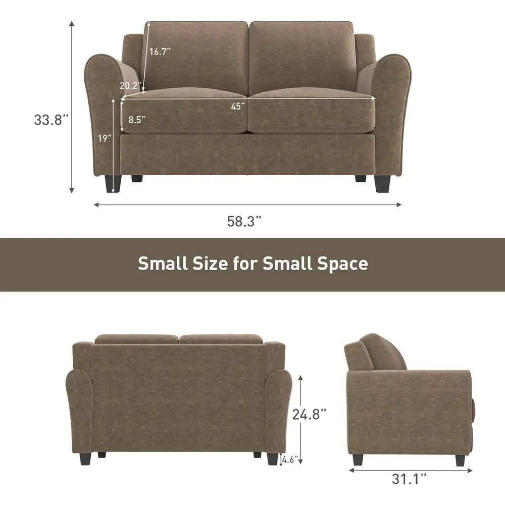 Modern Loveseat Sofa With Thick Cushions For Living Room Comfort