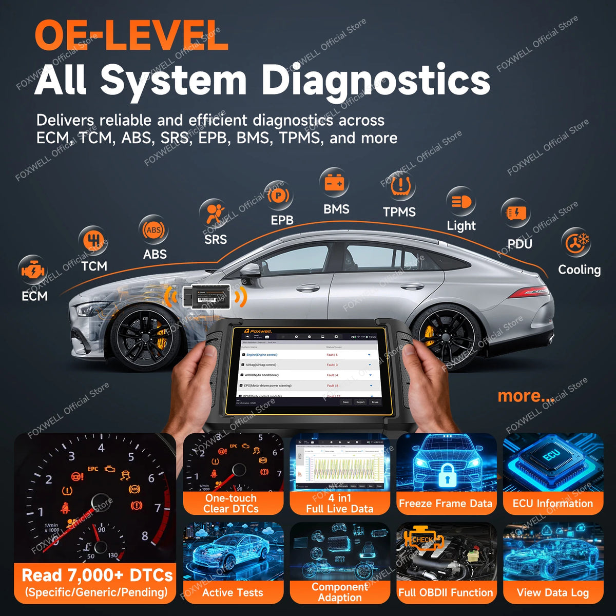 FOXWELL NT809BT Bluetooth All System Bi Directional OBD2 Diagnostic Scanner